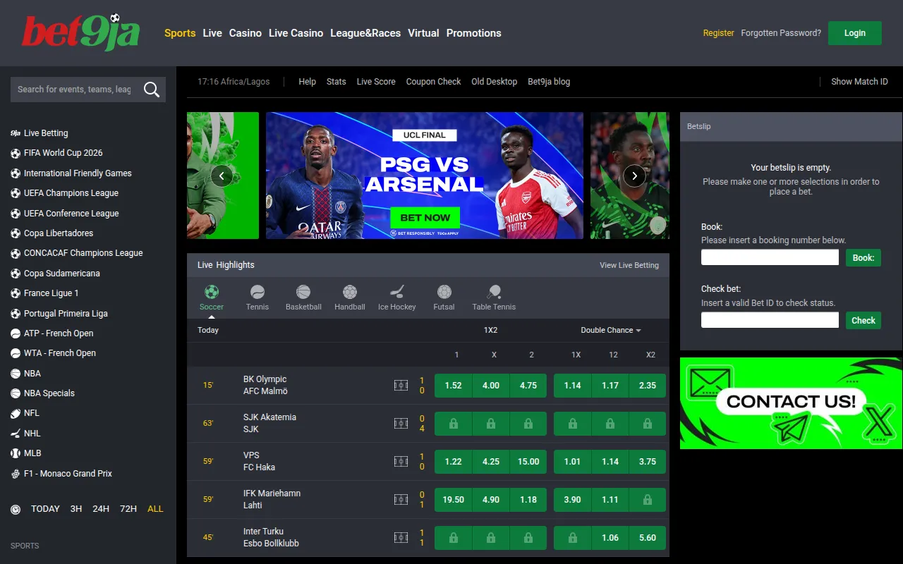 Bet9ja Live Web Portal Preview